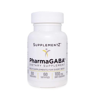 SupplementZ PharmaGABA 100mg Capsules, 60 Count, Non GMO, Gluten Free