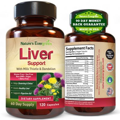 Liver Cleanse Detox &amp; Repair Herbal Liver Support Supplement w 20 Liver Health Nutrients, Milk Thistle, Turmeric, Ginger, Dandelion, Zinc, Artichoke &amp; more for Optimal Liver Support 120 Capsules