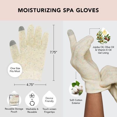 Kitsch Moisturizing Gloves Overnight for Dry Hands Treatment, for Women &amp; Men Soft Hydrating &amp; Infused Gel Spa Gloves for Kids, One Size Fits Most, Washable &amp; Reusable Pair
