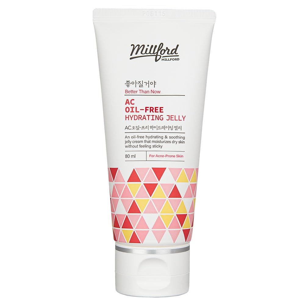 Millford AC Oil-Free Hydrating Jelly 2.7Oz, 80ml, Oil Free Facial Moisturizer for Acne-Prone Skin, Niacinamide 2, Unscented, Mild, Soothing Cream, Non Greasy Moisturizer, Korean Skincare