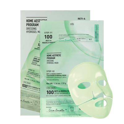 VT COSMETICS Reti-A Reedle Shot 100 2-Step Hydrogel Mask34.5gx4ea, Intensive Tightening, Exosome Retinol, Overnight Melting Mask, Ideal for Retinol Beginners, Korean Facial Mask