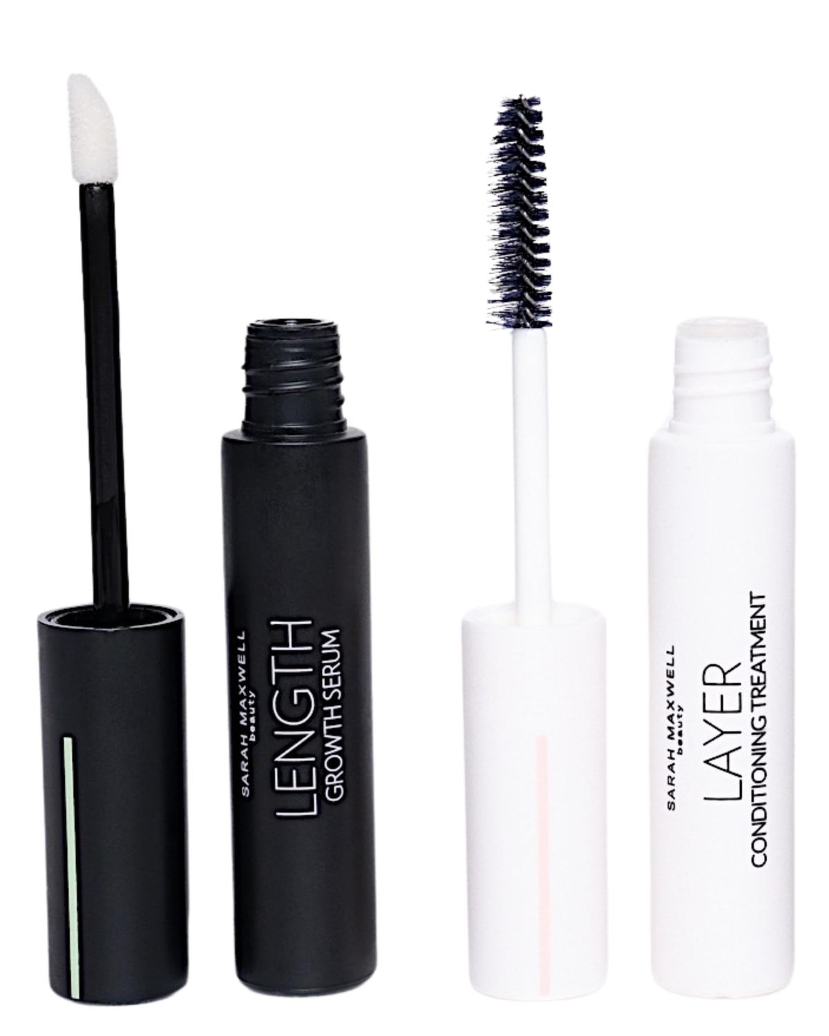 Sarah Maxwell Beauty DUO: Lash Growth &amp; Brow Enhancer with Natural Extracts - LENGTH Serum for Longer, Thicker Appearance &amp; LAYER Keratin Treatment for Strengthening and Conditioning