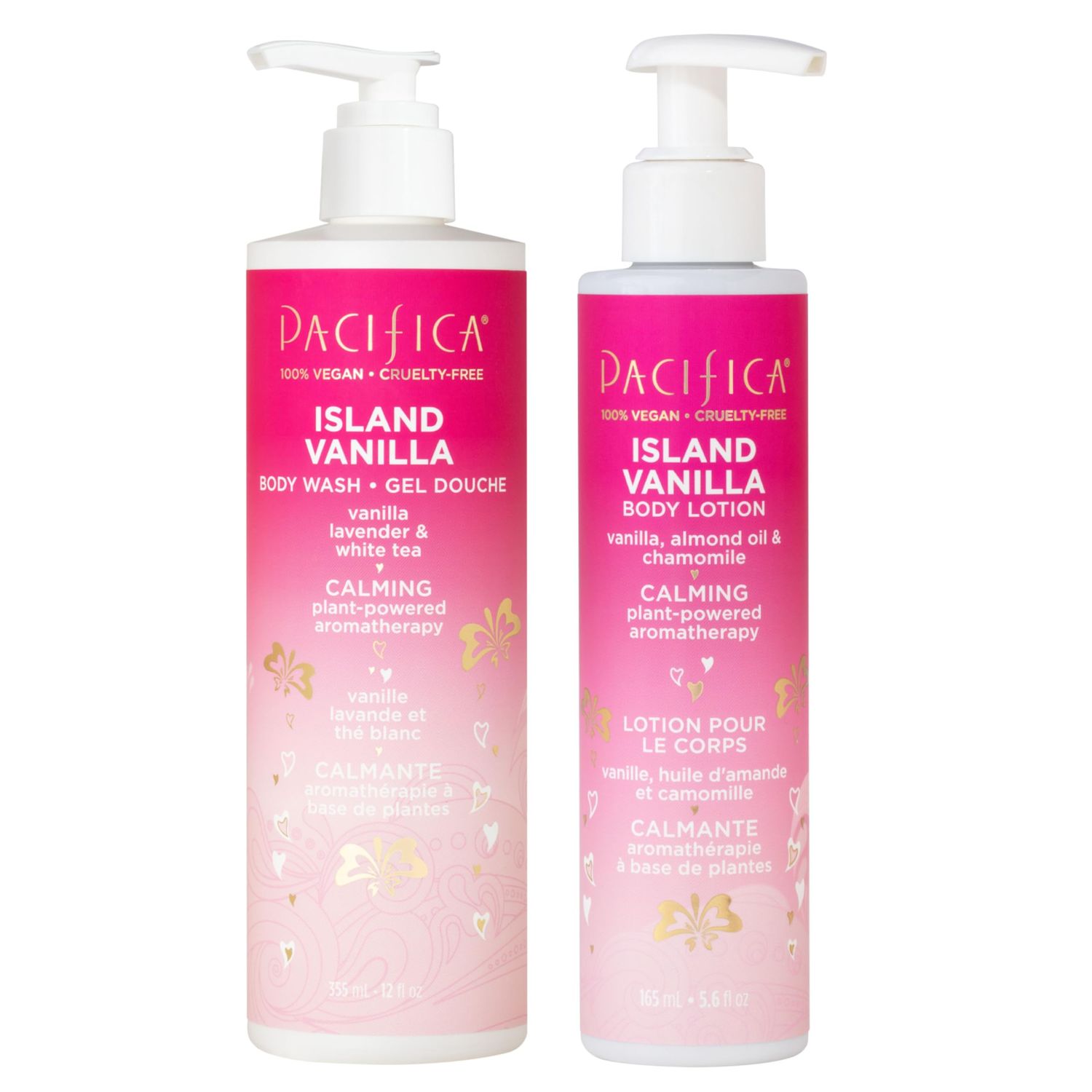 Pacifica Island Vanilla Body Care Set - Body Wash &amp; Body Lotion Duo for Dry Skin, Nourishing Vanilla Bath Set, Moisturizing Sulfate-Free Cleanser and Hydrating Lotion, Vegan &amp; Cruelty-Free