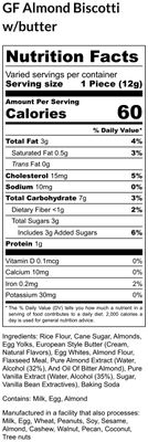 True Delicious GLUTEN FREE INGREDIENTS ALMOND BISCOTTI, buttery, fine Italian cookies, baked twice 4 boxes of 6oz each