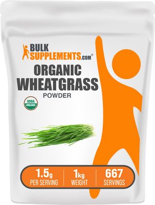 BulkSupplements.com Organic Wheatgrass Powder - Superfood Supplement, Green Powder - Vegan &amp; Gluten Free, 1.5g per Serving, 1kg 2.2 lbs Pack of 1