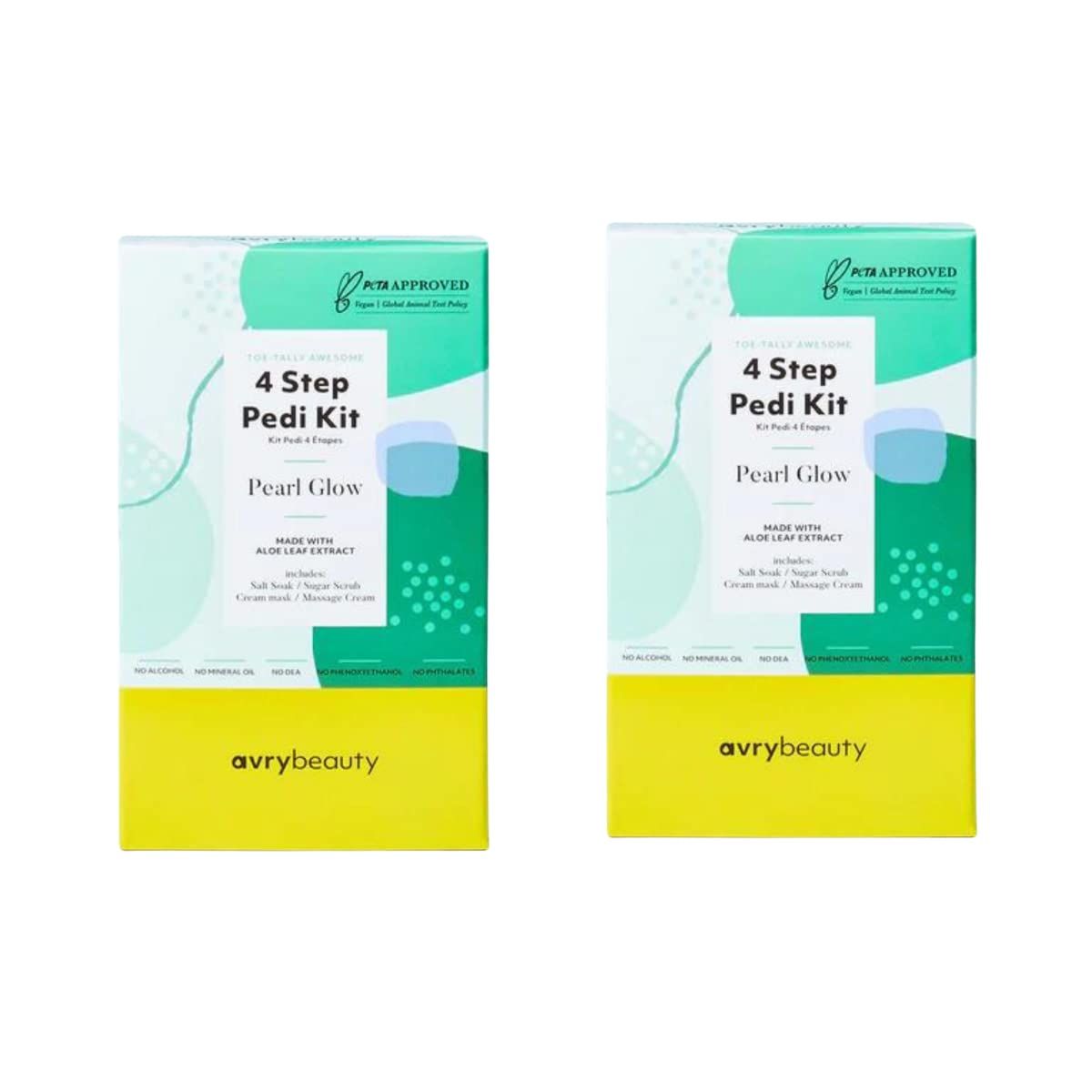 AVRYBEAUTY 4-Step 2-pack, Pedi Pearl Glow scent, Aloe Infused, Salon Services, Pedicure, Pedi, Spa, Hydrating Pedicure, Soothing