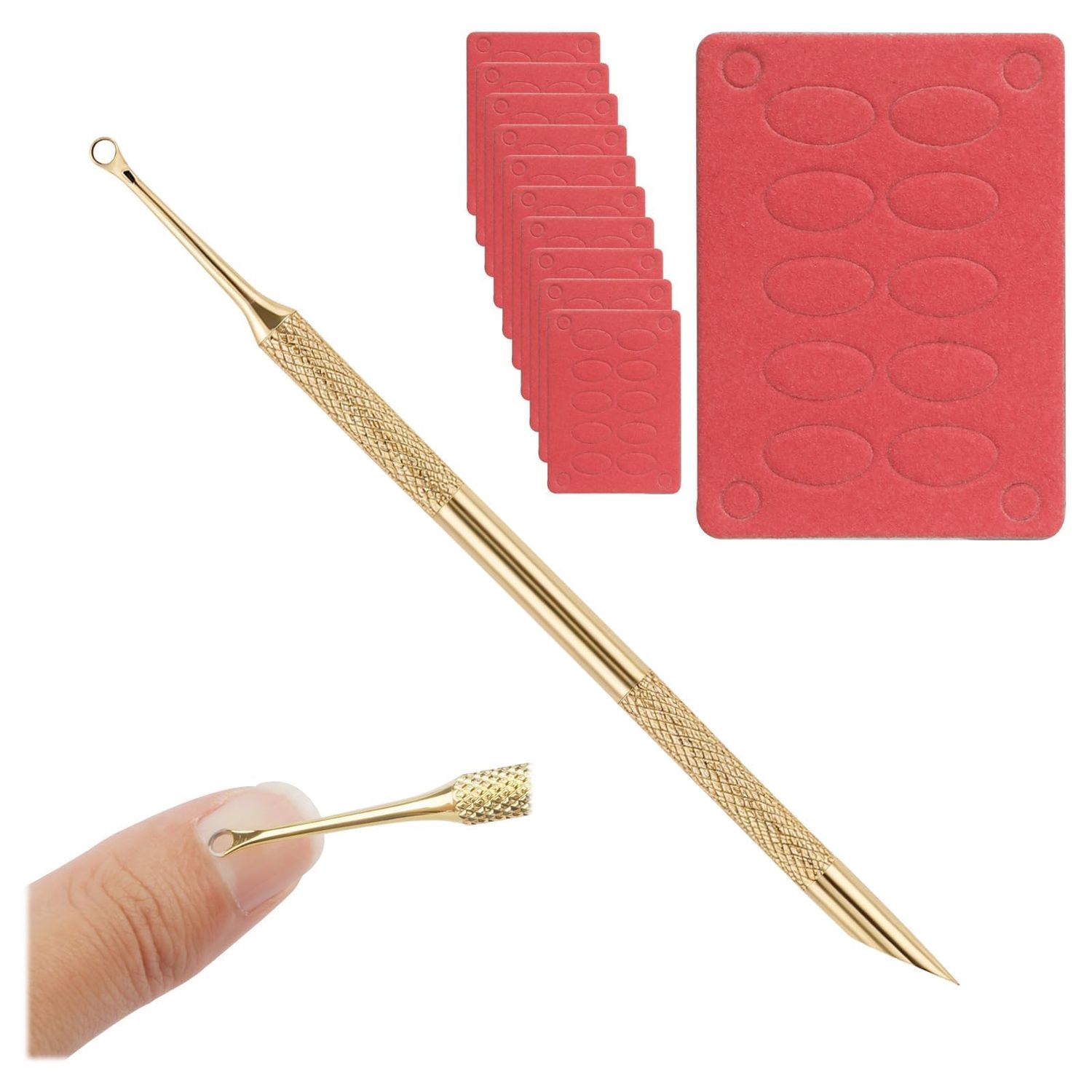 Pre-Treatment Cuticle Pusher, Metal Cuticle Pusher, Dual Ended Cuticle Remover with 5 Nail Sand Polishing Tablets, Prep Nail Pushers Nail Care Polish Remover Cuticle Pushers Tool for Fingernails