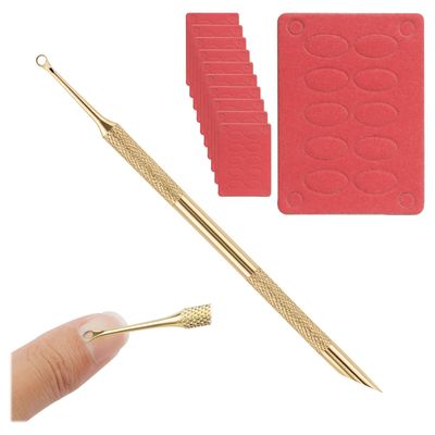 Pre-Treatment Cuticle Pusher, Metal Cuticle Pusher, Dual Ended Cuticle Remover with 5 Nail Sand Polishing Tablets, Prep Nail Pushers Nail Care Polish Remover Cuticle Pushers Tool for Fingernails