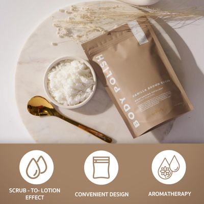 Bonblissity Body Polish, 8oz. - Mango Sorbet Scented Body Scrub Exfoliator for Women, Exfoliating Sugar Scrub To Lotion Moisturizer, Gentle Exfoliant for Dry and Sensitive Skin, Handmade in USA