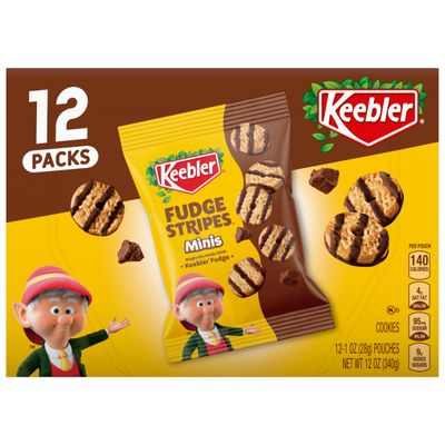 Keebler Fudge Stripes Cookies Minis, Original, 12 Ct. Pack of 4