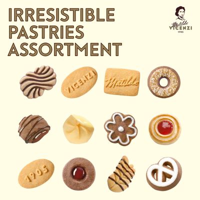 Pasticceria Matilde Vicenzi Minivoglie Butter Cookies Tin, Assortment of Traditional Italian Pastries, Teacher, Mother's, Father's Day Cookie Gift Tin, 500g