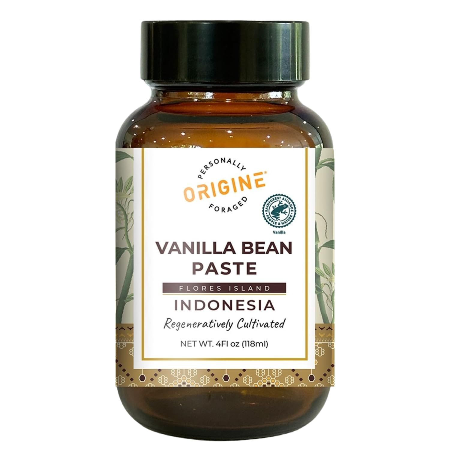 ORIGINE Pure Indonesian Vanilla Bean Paste 4 fl oz Non-GMO, Kosher, Rainforest Alliance Certified