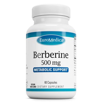 Euromedica Berberine 500 mg - Brain &amp; Liver Health Support Supplement - Dietary Supplement with Indian Barberry Root Extract - Vegan Capsules for Metabolic Health Support - 60 Capsules