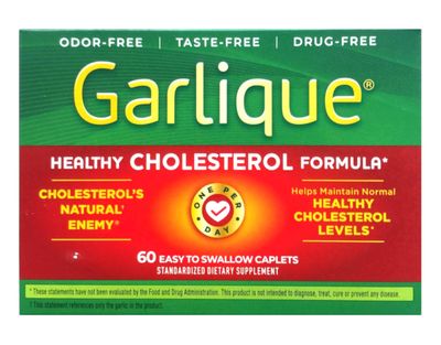 Garlique Healthy Cholesterol Formula with 5000 mcg of Allicin, 60 Enteric Coated Caplets Pack of 2