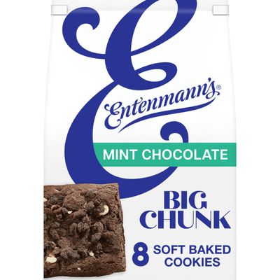 Entenmann&#39;s Big Chunk Mint Chocolate Baked Cookies, 8 individual packs, 1.08 oz each, Cookies, 8.6 oz Bag