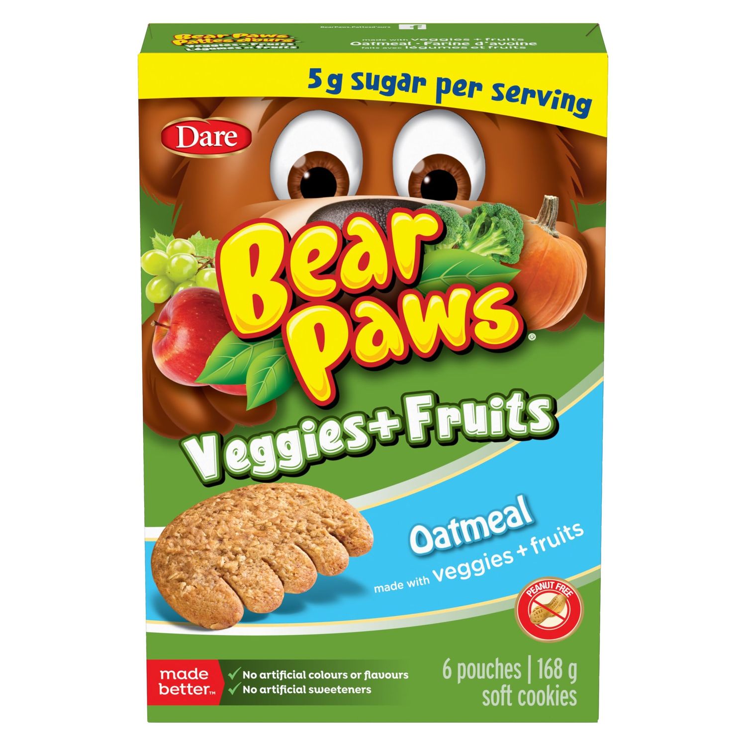 Bear Paws Fruit &amp; Veggies Oatmeal Cookies, 168g5.9 oz