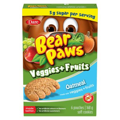 Bear Paws Fruit &amp; Veggies Oatmeal Cookies, 168g5.9 oz