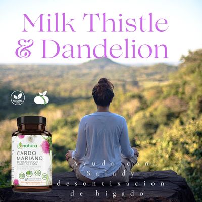 Cardo Mariano reforzado con diente Leon Milk Thistle Reinforced with Milk Thistle 90 Vegetable Capsule 1500 mg per Serving, Root Liver Health Support, Antioxidant Support, 100 Natural, Made in USA