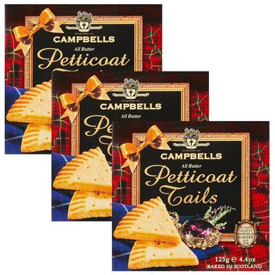 Campbells Shortbread Scottish Cookies All Butter Biscuits from Scotland Petticoat Tails Shaped Perfect British Cookies for Wedding, Anniversary &amp; Christmas Gift 4.41 Oz Pack of 3