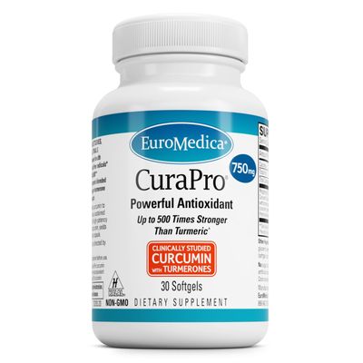 Euromedica CuraPro - Antioxidant Supplement for Brain &amp; Heart Health Support - Dietary Supplement with High-Potency Curcumin Complex - Kidney, Liver &amp; Immune Health Support - 30 Softgels