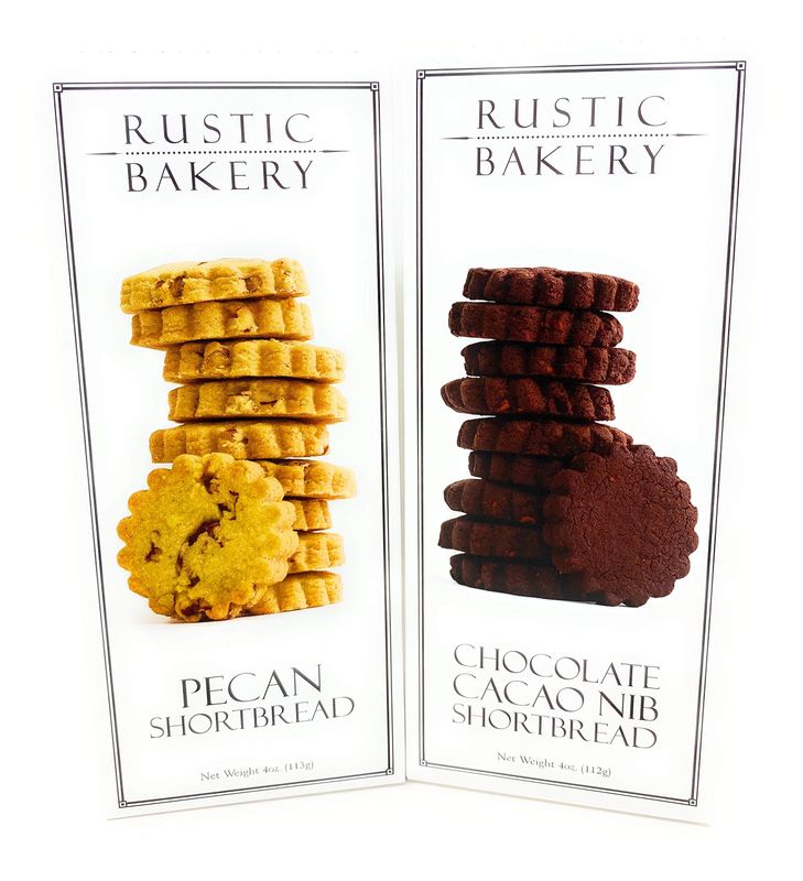 generic Rustic Bakery Cookies Bread - Pecan Shortbread Cookies &amp; Chocolate Cacao Nib Bread - Low Sodium Thin Cookie Variety Bundle - 4oz- 2Pk