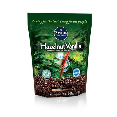 Zavida Coffee Hazelnut Vanilla Whole Bean - 2lb pack of 2