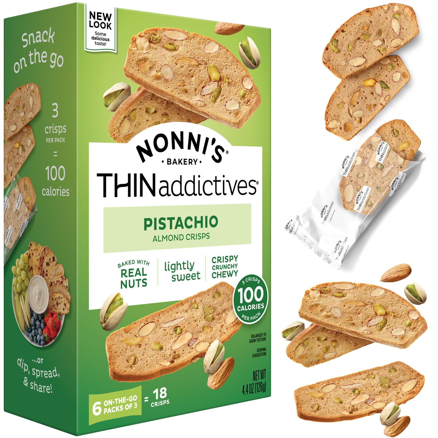 Nonni&#39;s, Thin addictives Pistachio Almond Crisps, 4.4 Ounce