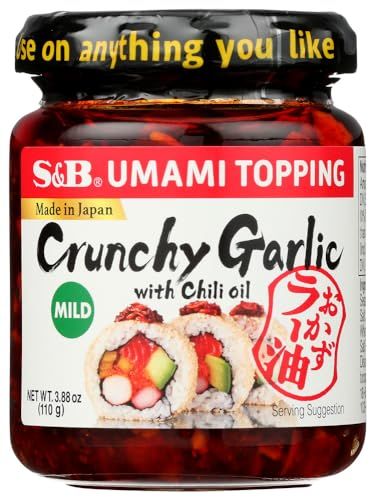 S&amp;B Chili Oil with Crunchy Garlic Topping 3.9 Ounce Pack of 3