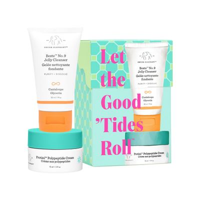 Drunk Elephants Let the Good Tides Roll - Gel Edition Essentials Kit: Travel -Size Protini Polypeptide Cream and Beste No. 9 Jelly Cleanser