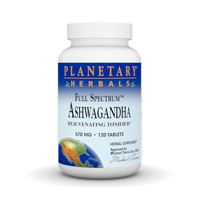 Planetary Herbals Ashwagandha Full Spectrum 570 mg, Rejuvenating Tonifier,120 Tablets