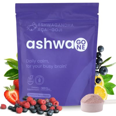Stress Relief &amp; Mood Support Drink Mix - Ashwagandha, KSM-66, Acai, Goji, Lemon Balm, GABA, L-Theanine - Adaptogen Powder with Magnesium - Vegan, Non-GMO, Gluten Free - 30 Servings