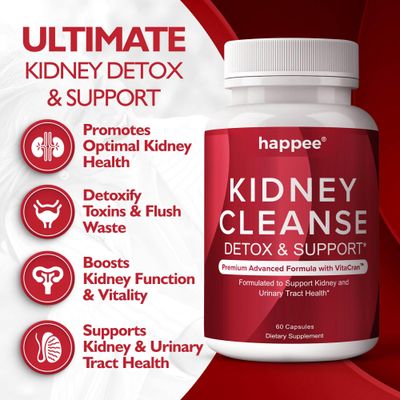 Kidney Cleanse Detox & Repair Formula - Natural Kidney Support Supplement with Cranberry Extract & 21 Herbs for Renal, Bladder, & Urinary Tract Health - Flush Toxins & Restore Health - 60 Capsules