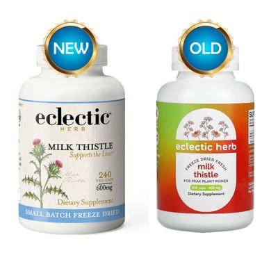 Eclectic Herb - Premium Freeze Dried Milk Thistle Capsules Dietary Supplement Liver Support, Detox, Cleanse Maintain Natural, Non-GMO, Vegan 240 CT 600 mg