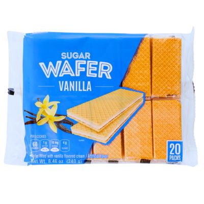 1 Vanilla Sugar Wafers, 8.46oz - 20 Packs Total Delicious Crispy Wafer Cookies with Sweet Creamy Filling Party Treats Favors Desserts Toppings Home Office School Food Travel Snacks