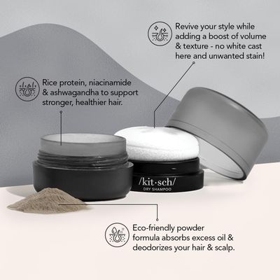 Kitsch Dry Shampoo for Women Texture Powder for Men - Volumizing Dark Hair Powder, Unscented, Organic, No White Cast, Paraben &amp; Benzene Free, Travel Size, 8g