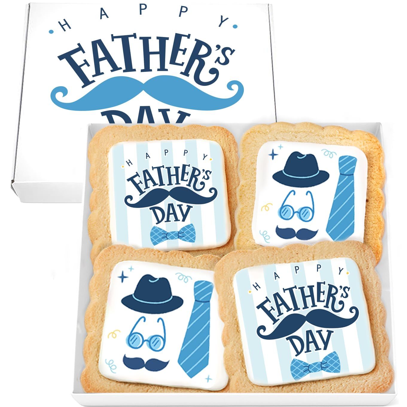 Fathers Day 4 Pack Party Favors Cookies Decorated for Dad INDIVIDUALLY WRAPPED Sugar Cookies Gift Basket Peanut &amp; Nut Free Bulk