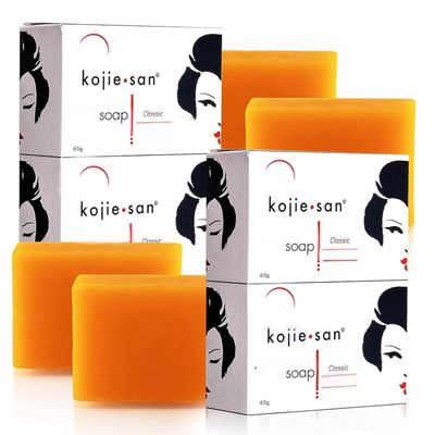Kojie San Skin and Body Soap - Original Kojic Acid, Dark Spot Remover Soap Bar with Coconut &amp; Tea Tree Oil - 65g x 4 Bars