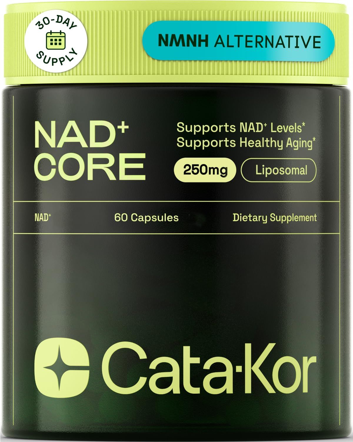 Cata-Kor NMNH Supplement Alternative - Liposomal NAD CORE LipoNAD 250mg - 30-Day Supply - High Purity NAD Supplement for Anti-Aging, Energy, Focus - 60 Capsules