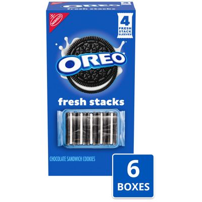 OREO Fresh Stacks Chocolate Sandwich Cookies, Bulk Travel Snacks, 6 Boxes 24 Multi Snack Packs