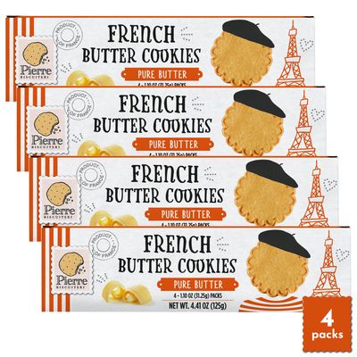 4 Set - Brand PIERRE BISCUITERIE Pure French Butter Cookies, Size 4.41 OZ