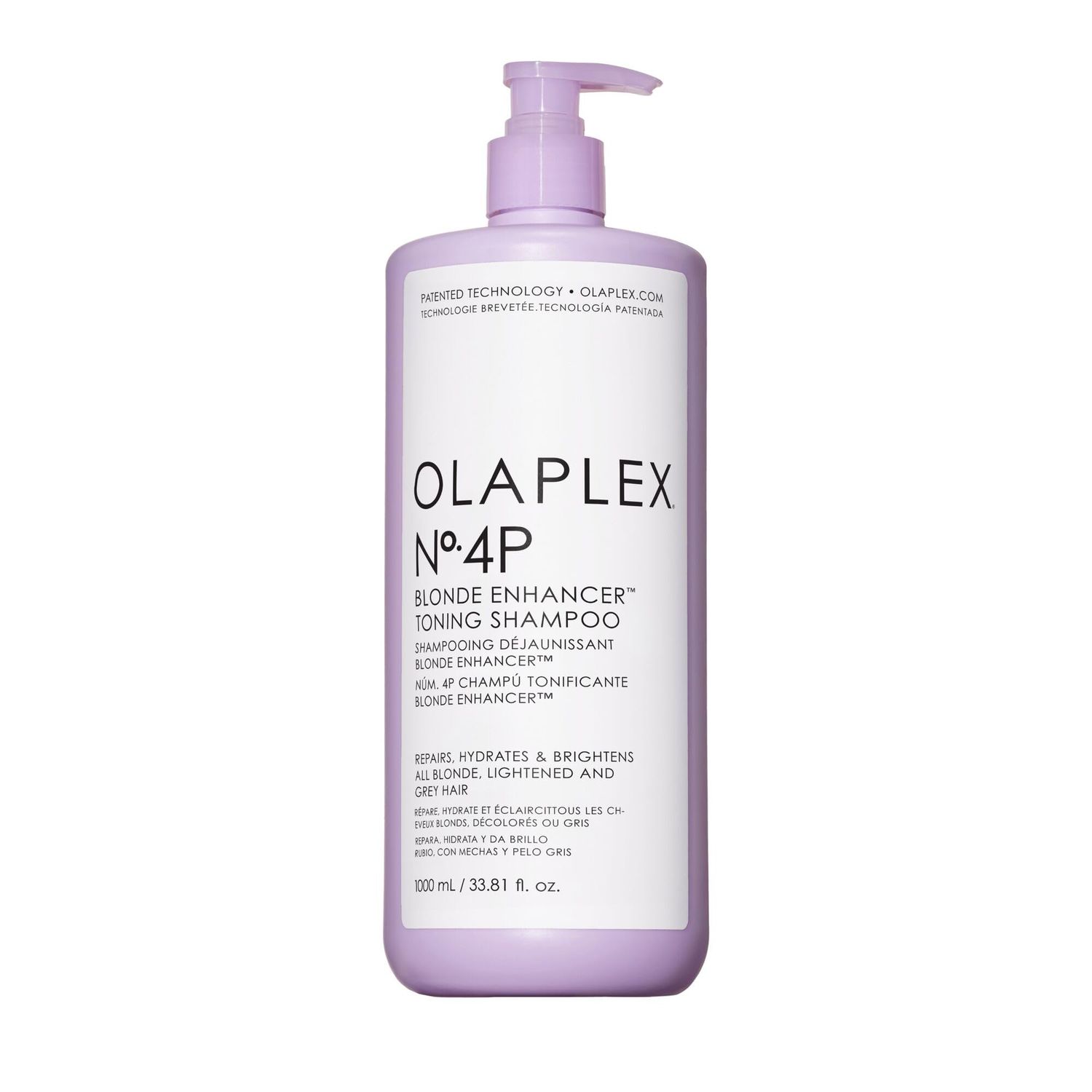 Olaplex No.4P Blonde Enhancer Purple Toning Shampoo, Repairs, Hydrates, &amp; Brightens All Blonde, Lightened, &amp; Grey Hair, 1 Liter
