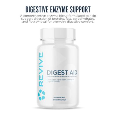 Revive MD Digest Aid, Digestive Support Supplement for Men &amp; Women - Comprehensive Digestive Enzyme Blend with Probiotics &amp; Prebiotics for Gut Health &amp; Healthy Digestion - 90 Capsules
