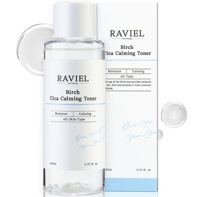 RAVIEL Birch CICA Calming Toner Cenella Asiatica, Soothing, Trouble Care, Hydrating for Sensitive Skin Barrier Calming, Gentle, Moisturizing Korean Skin Care 5.07 fl oz