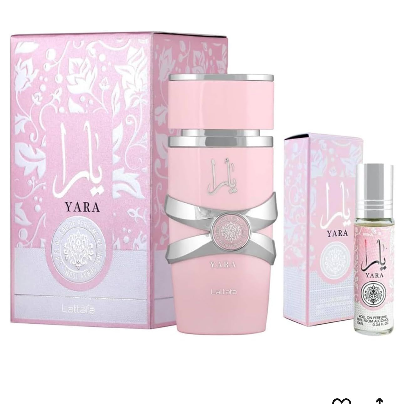 Lattafa Yara 2-piece Fragrance Bundle for Women 3.4 Oz Eau de Parfum Spray 0.34 Oz Concentrated Perfume Oil