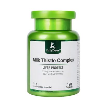 JulyDeer Milk Thistle Silymarin Marianum 630 mg Liver Support, Antioxidant Support, Detox, Liver Protection Capsules for Staying Up Late, Drinking and Hangover, Dull Skin