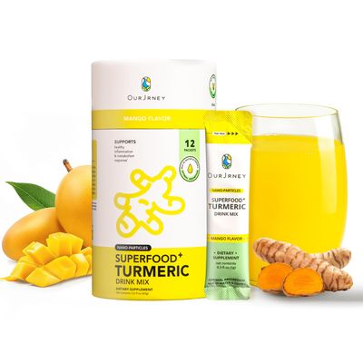 Nano Turmeric Curcumin Drink Powder with Vitamin C Wellness Immunity Shots- Instant Drink Mix Packets, Tasty Mango Flavor - 35X Absorption - Joint Support &amp; Immune Boost Supplement