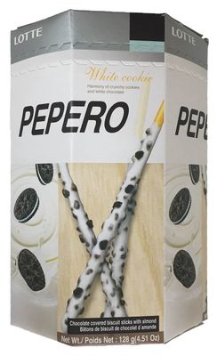 Pepero Chocolate Covered Biscuit Sticks Almond and White Cookie Flavor White Cookie, 1PK