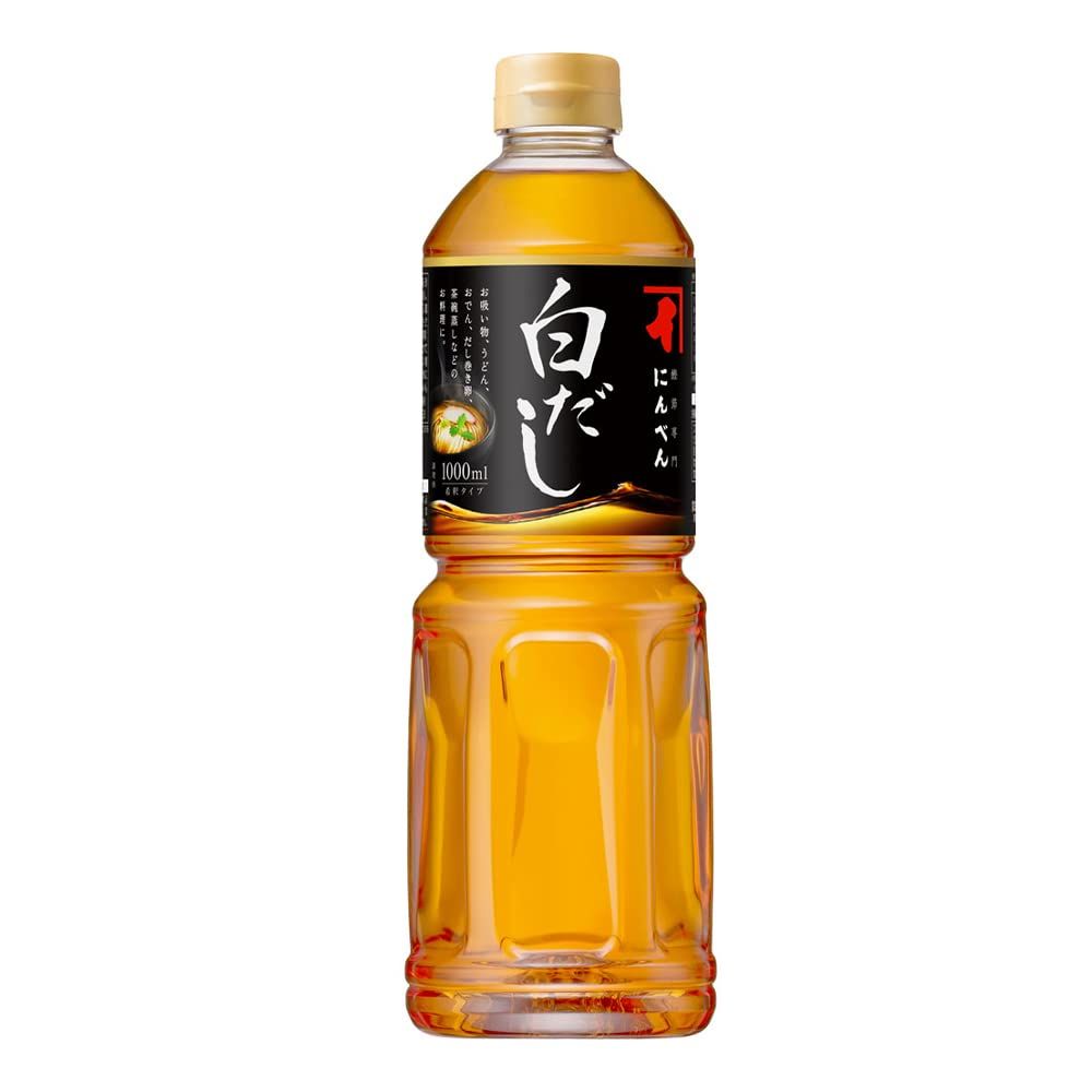 NINBEN Shiro Dashi Authentic Japanese Seasoning Light Colored Seasoning Soy Sauce No Preservatives, No High Fructose Corn Syrup Japanese Dried Bonito, Hokkaido Kelp Product Of Japan 33.82 Fl oz 1000ml