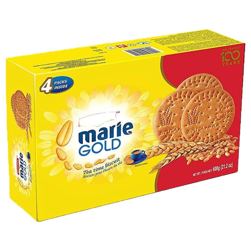 Britannia Marie Gold Cookies 21.16oz 600g - Crispy Tea Time Snack - Delicious Grocery Cookies Pack of 1