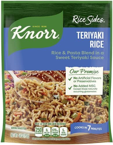 Knorr, Rice Sides, Flavor, 5.4oz Pouch Pack of 6 Choose Flavors Below Asian Sides Teriyaki Rice